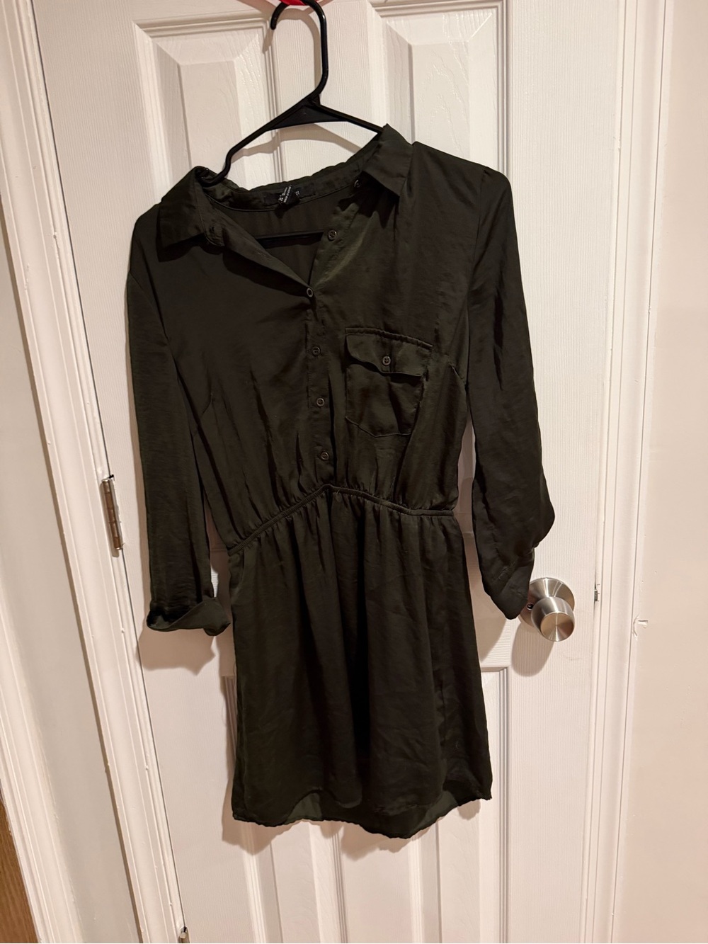 Forever 21 Olive Green Long-Sleeve Shirt Dress